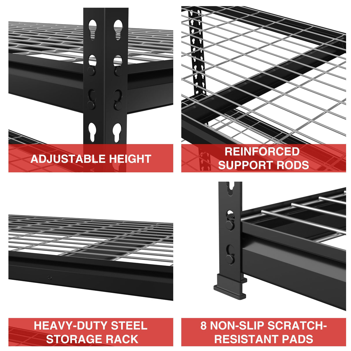 WORKPRO 5-Tier Metal Shelving Unit, 48”W x 24”D x 72”H, Heavy Duty Adjustable Garage Shelving, 4000 lbs Load Capacity (Total), Storage Rack for Garage, Basement, Warehouse, Workshop, 2 Pack WORKPRO