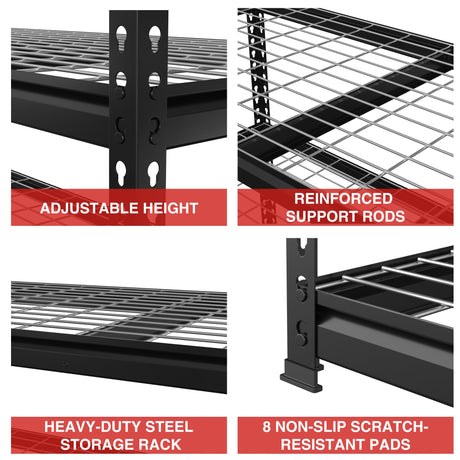 WORKPRO 5-Tier Metal Shelving Unit, 48”W x 24”D x 72”H, Heavy Duty Adjustable Garage Shelving, 4000 lbs Load Capacity (Total), Storage Rack for Garage, Basement, Warehouse, Workshop, 2 Pack WORKPRO