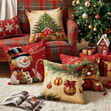 UPOFFICIS Christmas Pillow Covers 18x18 inch Set of 4, Christmas Decorations Cushion Covers, Xmas Pillow Covers, Pillowcases Throw Pillow Covers for Sofa Couch Home Decor UPOFFICIS
