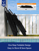 YEFU Adirondack Chair with Ottoman, Adjustable Backrest Adirondack Chairs, Folding Outdoor Fire Pit Chair with 2 Cup-Holders, Weather Resistant for Patio Lawn Outside Garden Pool, 380lbs (Black) YEFU