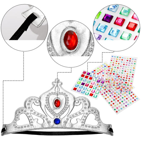 Okllen 31 Pcs Foam Princess Tiaras and Crowns Set for Kids, Making Your Own Tiaras and Crowns with Diamond Sticker for Kids' Party Supplies Okllen