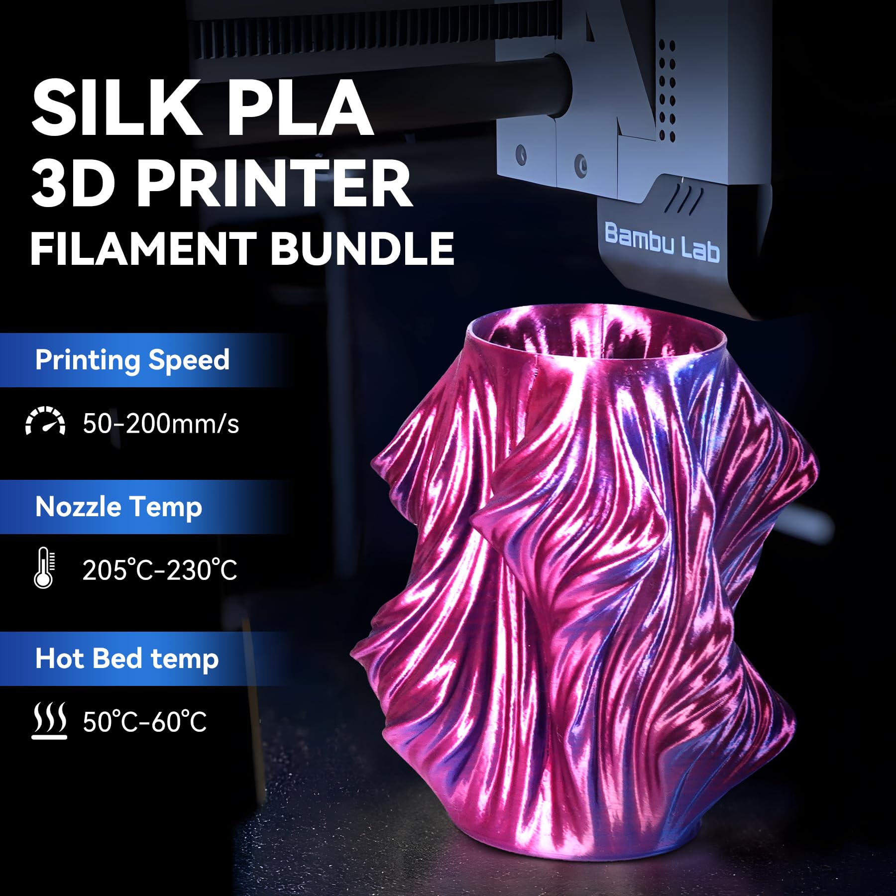 JAYO 3D Printer Filament Bundle, Dual Color Silk Filament Bundle Multicolor, Triple Color PLA Silk Filament, Individually Vacuum Packed, 250g Spool, 8 Rolls, 2kg in Total - WoodArtSupply