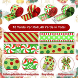Riceshoot 4 Roll 40 Yards Christmas Wired Ribbon 1.97 Inch Red and Green Christmas Wrapping Ribbon Wide Wired Edge Polka Dot Glitter Stripe Decor for Xmas Holiday Wreath Bow Xmas Tree DIY Craft Riceshoot