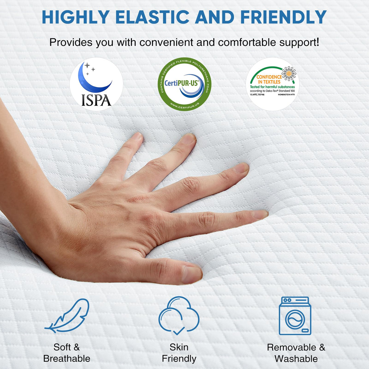 OLIXIS Tri-fold Memory Foam Mattress - 3 Inch Twin Size Portable Floor Bed, Foldable Mat for Kids and Adults, Collapsible and Washable Cover with CertiPUR-US Certified, for Travel & Camping & Yoga OLIXIS