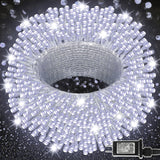 LJLNION 300 LED String Lights Outdoor Indoor, Extra Long 98.5FT Super Bright Christmas Lights, 8 Lighting Modes, Plug in Waterproof Fairy Lights for Holiday Wedding Party Bedroom Decorations ( White) LJLNION