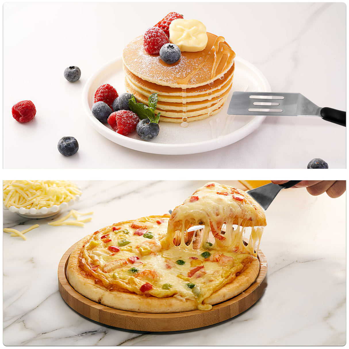 Small Spatula Professional Mini Serving Spatula, 2 Pieces Stainless Steel Metal Spatulas Set, Cutter and Serve Turner for Kitchen, Flipping or Cooking for Brownie, Cookie, Lasagna, Pancakes or Cake RCMo