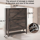 Vabches Shoe Cabinet with 2 Flip Drawers, Farmhouse Shoe Storage Cabinet for Entryway, Wood Narrow Shoe Rack Cabinet with Open Shelf, Slim Hidden Shoe Cabinet, Rustic Dark Oak Vabches