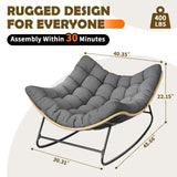 VONZOY Outdoor Rocking Chair, Indoor Papasan Chair, Oversized Egg Rocking Chair with Thick Cushion, Rattan Wicker Rocker Lounge Chair for Bedroom, Living Room, Patio, Garden, Porch (Dark Grey) VONZOY
