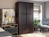 Palace Imports 100% Solid Wood Smart Wardrobe/Armoire/Closet, Java Color, 40" W x 72" H x 21" D, 1 Clothing Rods, 1 Lock, 2 Drawers Included Palace Imports