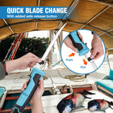 FLISSA Cordless Electric Fillet Knife for Fish with 8" and 10" Stainless Steel Blades, Rechargeable Electric Knife with Non-Slip Handle, 2 Packs Long Lasting Lithium-ion Battery, Portable Carry Case FLISSA