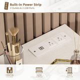 KAI-ROAD Makeup Vanity Desk with Mirror and Lights - Small White Vanity Table with Chair, Power Outlet, Modern Make Up Vanitys Desks Set, Dressing Table for Girls Bedroom KAI-ROAD
