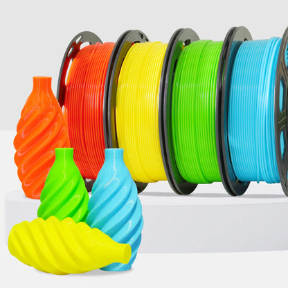 OEM MIKA3D 3D PLA 3D Printer Filament 4 in 1 Bundle: Yellow, Orange, Lime Green, Sky Blue, 4 Bright Colors Packed, Each Spool 250g, 4 Spools Packed, Total 1Kg 1.75mm 3D Printing PLA Material - WoodArtSupply