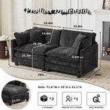SoarFlash 71.6" Chenille Sectional Sofa, Comfy Modular Loveseat Sofa, Modern 2-Seat Couch Deep Seat Sofa Set for Living Room,Black SoarFlash