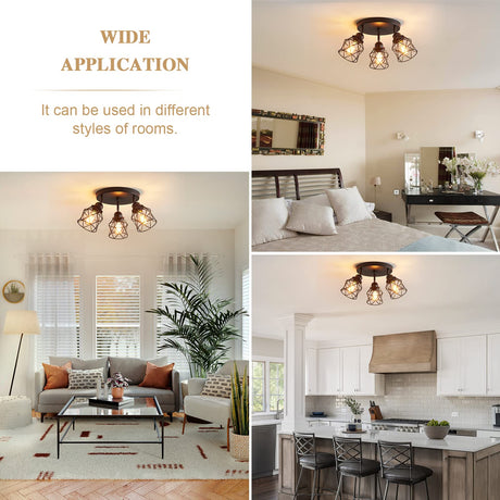 ABEAJAT Kitchen Light Fixtures, Adjustable Semi Flush Mount Ceiling Light with E26 Base, Multi-Directional Lamp for Kitchen, Hallway, Dining Room, Farmhouse, Entryway ABEAJAT