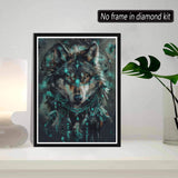 SKRYUIE 5D Wolf Diamond Painting Kits - DIY Diamond Art Kits for Adults Dreamcatcher, Full Round Drill - Crystal Cross Stitch - Adults Craft for Wall & Office Decor - 12x16 Inch SKRYUIE
