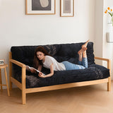 MAXYOYO 6" Futon Mattress Full Size, Velvet Thick Futons Sofa Couch Bed, Versatile Floor Mattress for Adults, Shredded Foam Filling (Frame Not Included), Black MAXYOYO