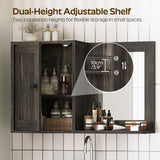 YATINEY Bathroom Medicine Cabinet with Mirror, Wall Mounted Home Storage, Medicine Cabinet Mirror, Bathroom Wall Cabinet, Adjustable Shelf, for Laundry Room, Bedroom, Camper, Hallway, Smoky Oak YATINEY