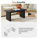 RUSTYER Rectangular Fluted Coffee Table, Farmhouse Wood Coffee Table Mid Century Modern Center Table Boho Living Room Tables for Living Room Office (Black, 19.69" D x 43.3" W x 17.72" H) RUSTYER