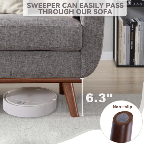 Kingfun 77.2" W Loveseat Sofa, Mid Century Modern Decor Love Seat Couches for Living Room, Button Tufted Upholstered Furniture, Solid & Easy to Install Small Couch for Bedroom Office Apartment, Gray Kingfun