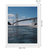5D Diamond Painting Kits for Adult, Mackinac Suspension Bridge Diamond Art Kits for Beginners Fun DIY Crafts Round Diamond Art Canvas Home Wall Decor 16"x20" WoodArtSupply