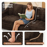 ACMEASE 2 Pieces Chenille Sofa Sets w/Comfortable Back Cushions, Modern Loveseat & Sofa w/Deep Seat Space, Upholstered 2 Seat & 3 Seats Couch Sets w/High Resiliency Foam for Living Room, Office Brown ACMEASE