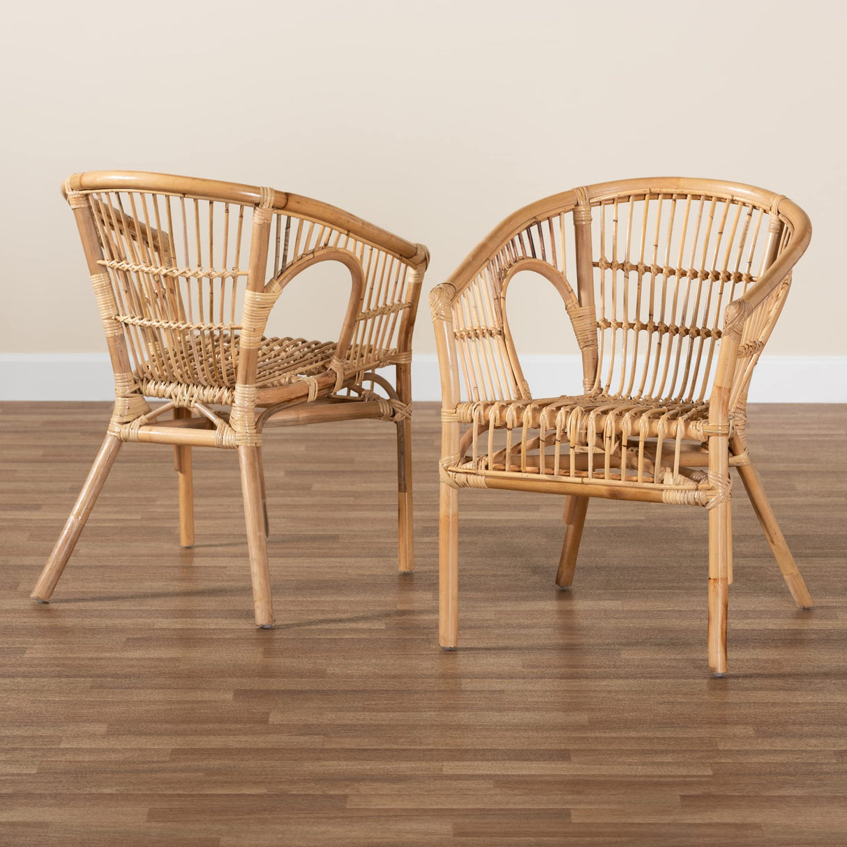 bali & pari Alleta Natural Rattan Dining Chair, 2-Piece Set bali & pari