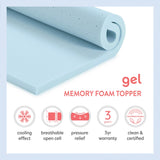 Best Price Mattress 2-inch Ventilated Gel Memory Foam Topper - Twin, Dorm Essentials, Blue Best Price Mattress