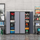 Fesbos 71” Tall Metal Storage Cabinet- Steel File Cabinets with Lockable Doors and Adjustable Shelves-Black&Gray Steel Storage Cabinet for Home,Kitchen, School, Office, Garage Fesbos