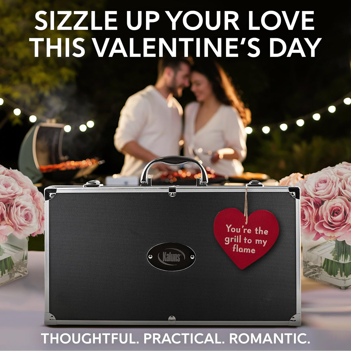 Kaluns BBQ Accessories Grill Tools, Mens Valentines Day Gifts for Him, Heavy Duty Stainless Steel Barbecue Grill Accessories for Outdoor Grill with Aluminum Case and Apron, Grilling Gifts for Men Dad Kaluns