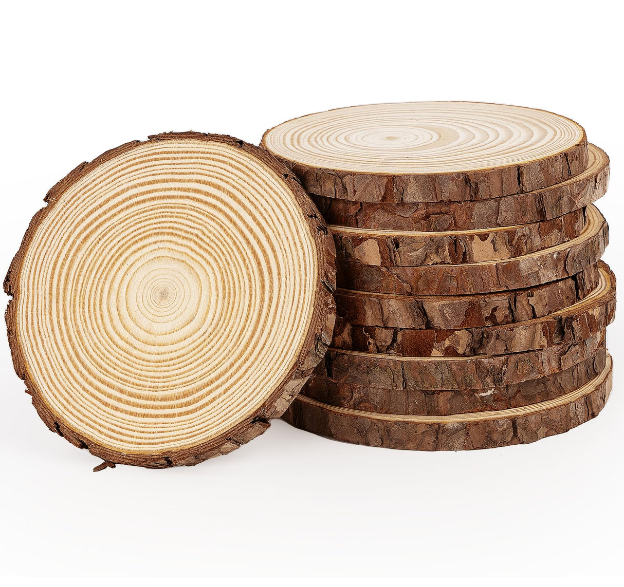 ilauke Wood Slices for Centerpieces, 4.7-5.1 Inch Unfinished Wood 10Pcs Natural Wood Slices Round Wooden Discs Wood Circles, Wedding Decorations, Christmas Ornaments, DIY Crafts Paintings ilauke