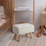 OGEMXU Ottoman Foot Rest, White Teddy Foot Stool with Storage for Dorm, Small Foot Stools with Wood Legs, Rectangular Foot Rest for Chair, Living Room, Couch, Bedroom (Cream) OGEMXU