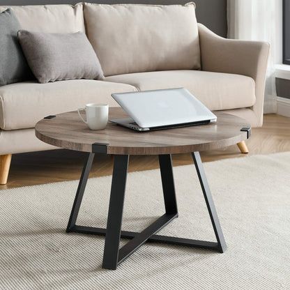 Walker Edison Anastasia Modern Metal Wrap X Base Coffee Table, 30 Inch, Grey Wash and Black - WoodArtSupply