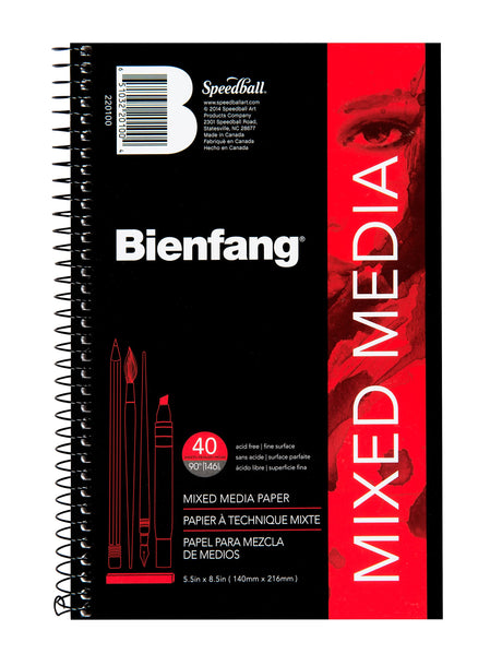 Bienfang Mixed Media Pad, 5.5x8.5 Inches, 40-Sheets Artist Paper, Spiral-Bound Sketchbook, 90lb,146gsm Bienfang