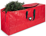 ZOBER Christmas Tree Storage Bag - Fits 9 Ft Artificial Trees - Plastic, Waterproof Christmas Tree Bag - Strong, Durable Handles - Labeling Card Slot - Red ZOBER