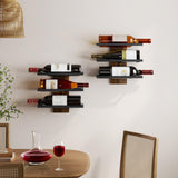 Hoctieon 3-Tier Wall Mount Wine Rack, Wall Mounted Wine Bottle Racks for Display and Storage, Hanging Bottle Holder, for Living Room, Dining Room, Bar, Wine Cellar, Rustic Brown Hoctieon