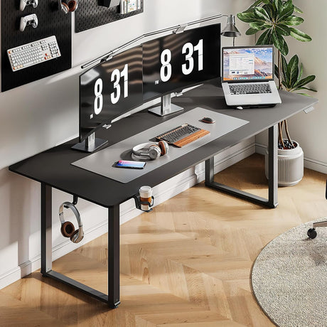 ONBRILL Standing Desk, 63x29.5 Inches Stand Up Desk with 4 Legs, Rectangle Desk with 2 Dual Motor & Memory Controller, Sit Stand Desk Adjustable Height from 28-46" for Computer Workstation, Black ONBRILL