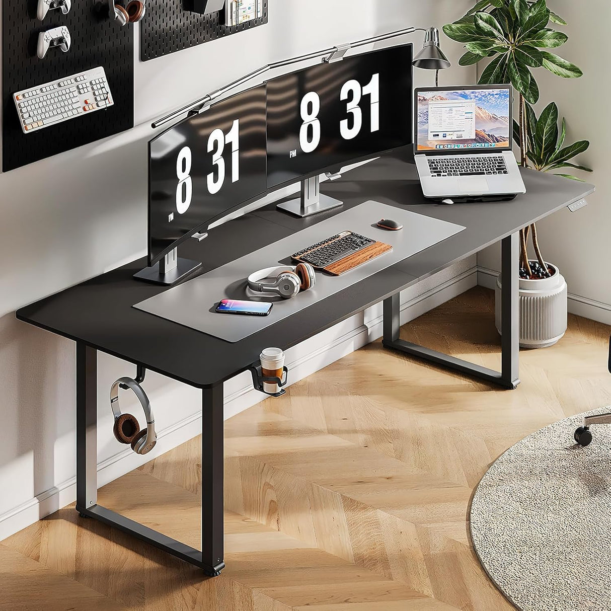 ONBRILL Standing Desk, 71x32 Inches Rectangle Stand Up Desk with 4 Legs, Dual Motor and Memory Controller, Adjustable Height from 28-46 Inches for Home and Computer Workstation, Black ONBRILL