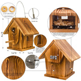 DIY Outdoor Wooden Bird House Kits with Pole&Windows - Build and Paint for Adults & Kids,Dovetail Joint Structure for Easy Installation, Carbonized for Durability, Sturdy and Easy to Clean,Paint Kit Generic