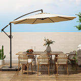 wikiwiki 10ft Patio Umbrellas Offset Outdoor Umbrella Cantilever Hanging Umbrellas w/Infinite Tilt, Fade Resistant Waterproof RECYCLED FABRIC Canopy & Cross Base, for Yard, Garden & Deck, Cream Beige wikiwiki