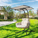 Double Egg Chair wth Stand Hammock Swing Chair Foldable Hanging Loveseat, Outdoor Hammock Egg Chair for Patio, Bedroom, Garden and Balcony (Milky White) VIXLON