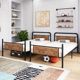 GarveeHome Metal Bunk Bed Twin Over Twin for Kids, Heavy Duty Twin Size Convertible Bunk Bed with Guardrail & Ladders, Noise Free, No Box Spring Needed, Black GarveeHome