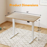 Cubiker Standing Desk, Stand up Height Adjustable Home Office Electric Desk, 55 x 24 Inch Sit Stand Desk with Splice Board, Maple Desktop Cubiker