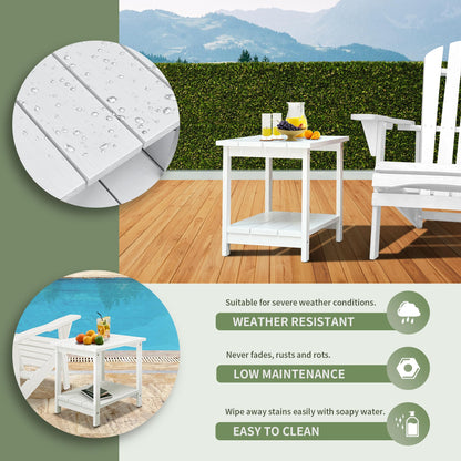 RKVPCNE Outdoor Side Table Patio Side Tables for Outside, Small Patio Table Square End Table for Patio Backyard, Pool, Indoor Companion Wood Weather Resistant，White - WoodArtSupply