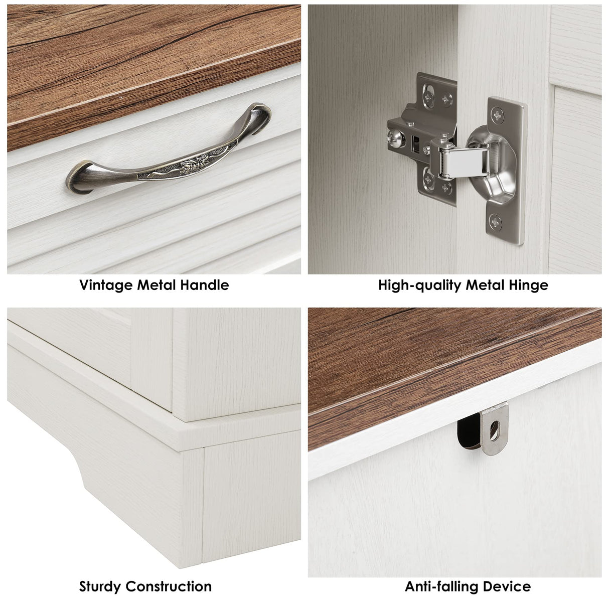 Kitchen Sideboard Buffet Cabinet with Storage, 15.7"D x 47.2"W x 35.1"H, Buffet Server Bar with 3 Shutter Doors and 3 Drawers for Wine, Coffee, Bar for Living Room, Dining Room, White Oak Keyluv