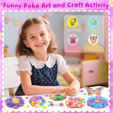 DREACAREFT Poke Art and Craft Flower Bouquet Kits for Girls, 8 Flowers & 2 Butterflies with Wooden Vase, Mess Free DIY Creative Activity, Birthday Gifts Toys for 5 6 7 8+ Year Old Girls DREACAREFT