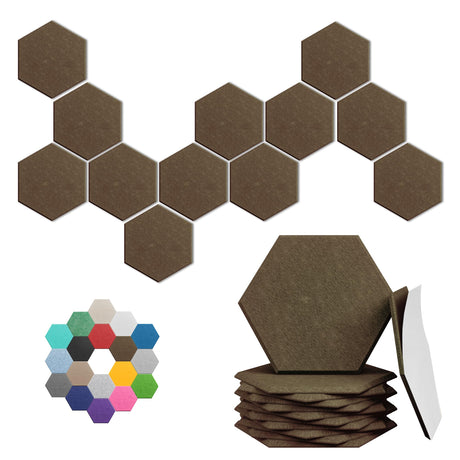 Hexagonal Acoustic Panels-18 Pack High-Density Sound Absorbing Panels 12"X10"X0.4" for Enhanced Noise Reduction, DIY Design, Idea for Studios, Offices, and Home Theaters(Coffee Brown) UNECHO