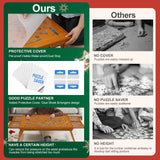 TEAKMAMA 1500 Piece Wooden Jigsaw Puzzle Board with 4 Drawers, Folding Puzzle Table with Protective Cover, Puzzle Board with Legs, Multifunctional Puzzle Board for Adults, 34W x 26.3D, Brown TEAKMAMA