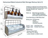 ShabbyDecor Galvanized Metal Farmhouse Wall Storage Holder Rustic Tin Shelves for Kitchen Laundry Room Bathroom Metal Hanging Wire Basket Set of 2 ShabbyDecor