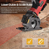 Mini Circular Saw, Weytoll 4.8Amp Compact Circular Saw, 3700RPM with Lasing Guide Scale Ruler Vacuity Port 3 sawblades for Cutting Woods Tile and Weytoll