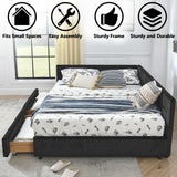 MWrouqfur Velvet Corner Bed Frame Full, Upholstered Corner Daybed with Drawers, Full Size Day Bed Frame with Storage, Classic Tufted Design, Reversible Left Or Right (Black, Queen) MWrouqfur